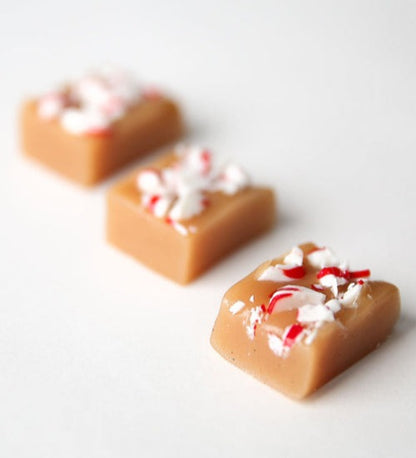 Candy Cane Caramels - soft vanilla with peppermint pieces